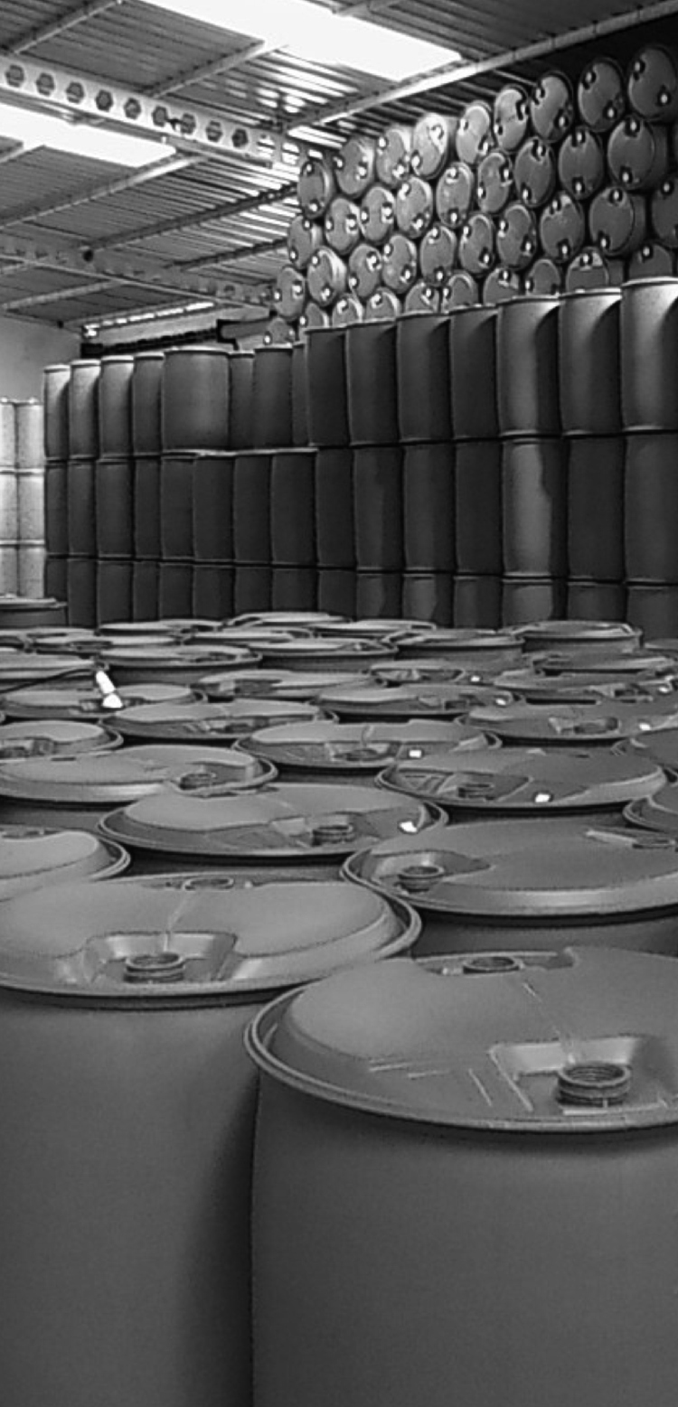 Warehouse storage of empty barrels at BBS Processing