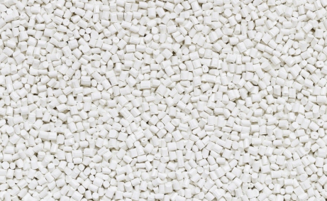 White recycled plastic granules
